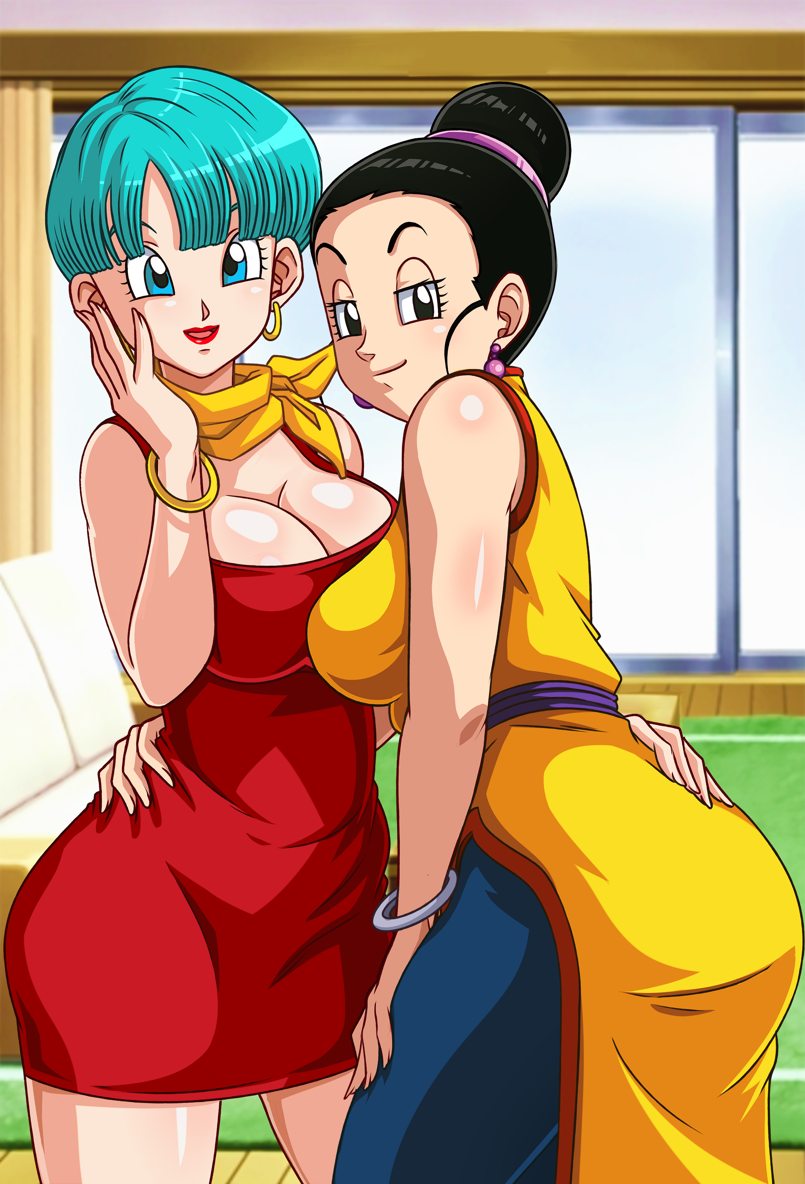 dragon ball bulma chi chi chinadress dress no bra tagme #705992